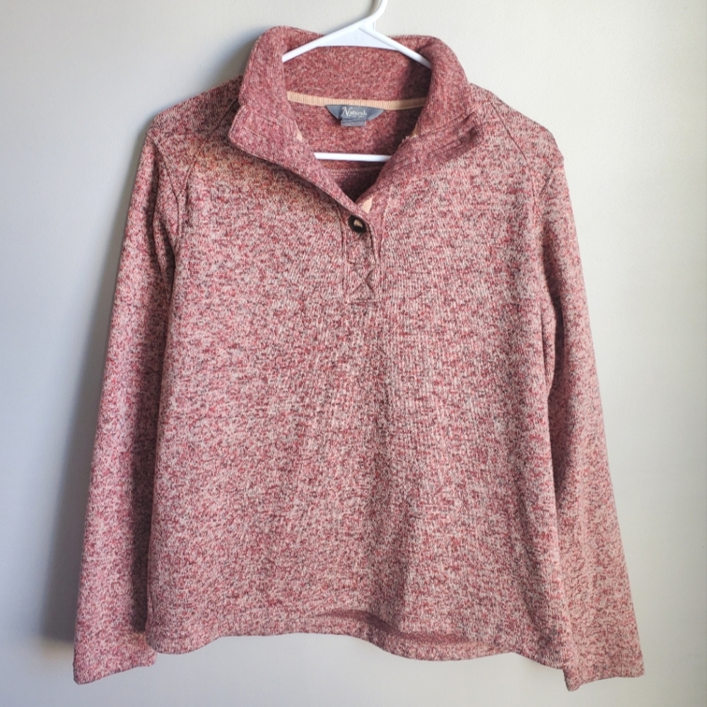 Natural Reflections Size S Peach Multicolored Pullover Button Sweatshirt